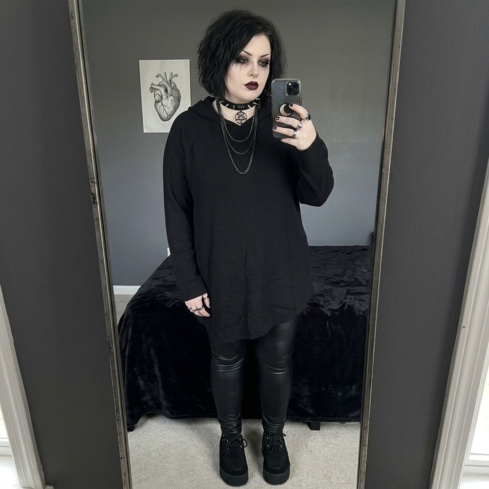 Killstar Womens Carpe Noctem Sweater 4XL Black Hooded Asymmetrical Goth Grunge